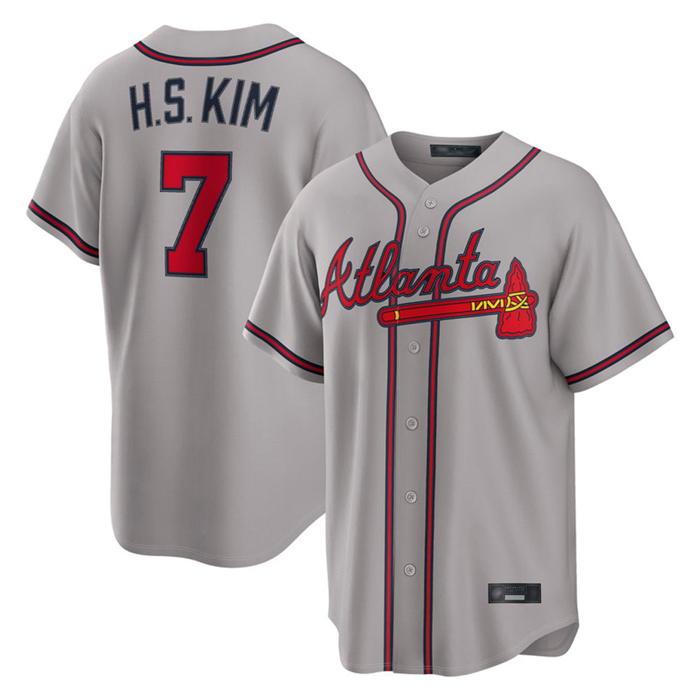 Atlanta Braves #7 Ha-Seong Kim Player Gray HOLBERT Home Game Stitched Jerseys
