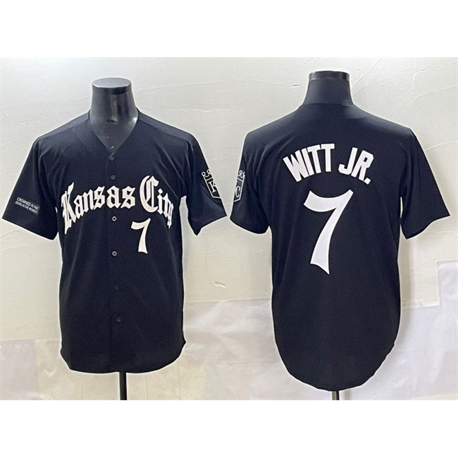 Kansas City Royals #7 Bobby Witt Jr. Black HOLBERT 'Gothic Crown Edition' Vapor Premier Limited Stitched Jersey