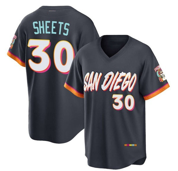 San Diego Padres #30 Gavin Sheets Obsidian HOLBERT 2026 City Connect Stadium Stitched Jersey
