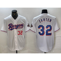 Texas Rangers #32 Evan Carter Number White HOLBERT 2023 World Series Champions Cool Base Jersey 2