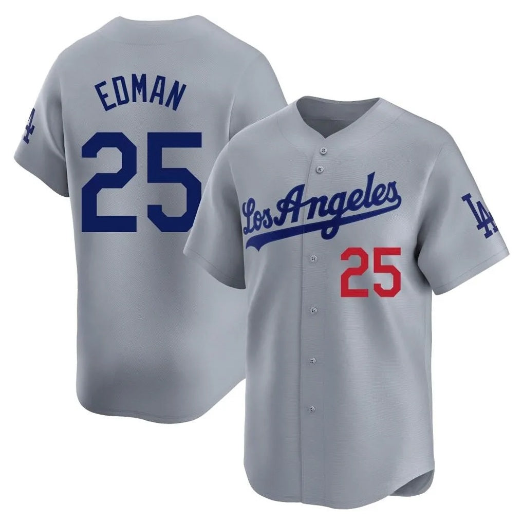 Los Angeles Dodgers #25 Tommy Edman Player Gray HOLBERT Limited Home Stitched Jerseys