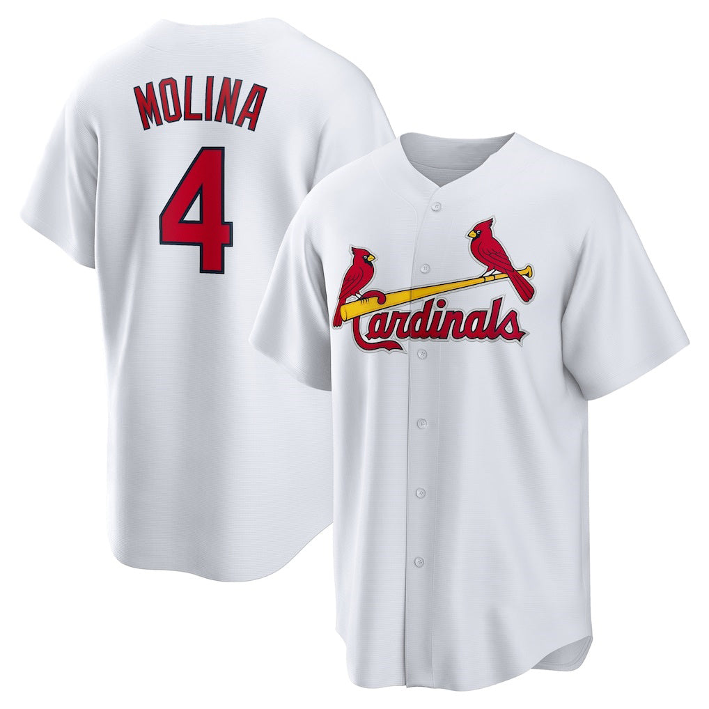 St. Louis Cardinals #4 Yadier Molina White HOLBERT Home Replica Retired Player Jersey