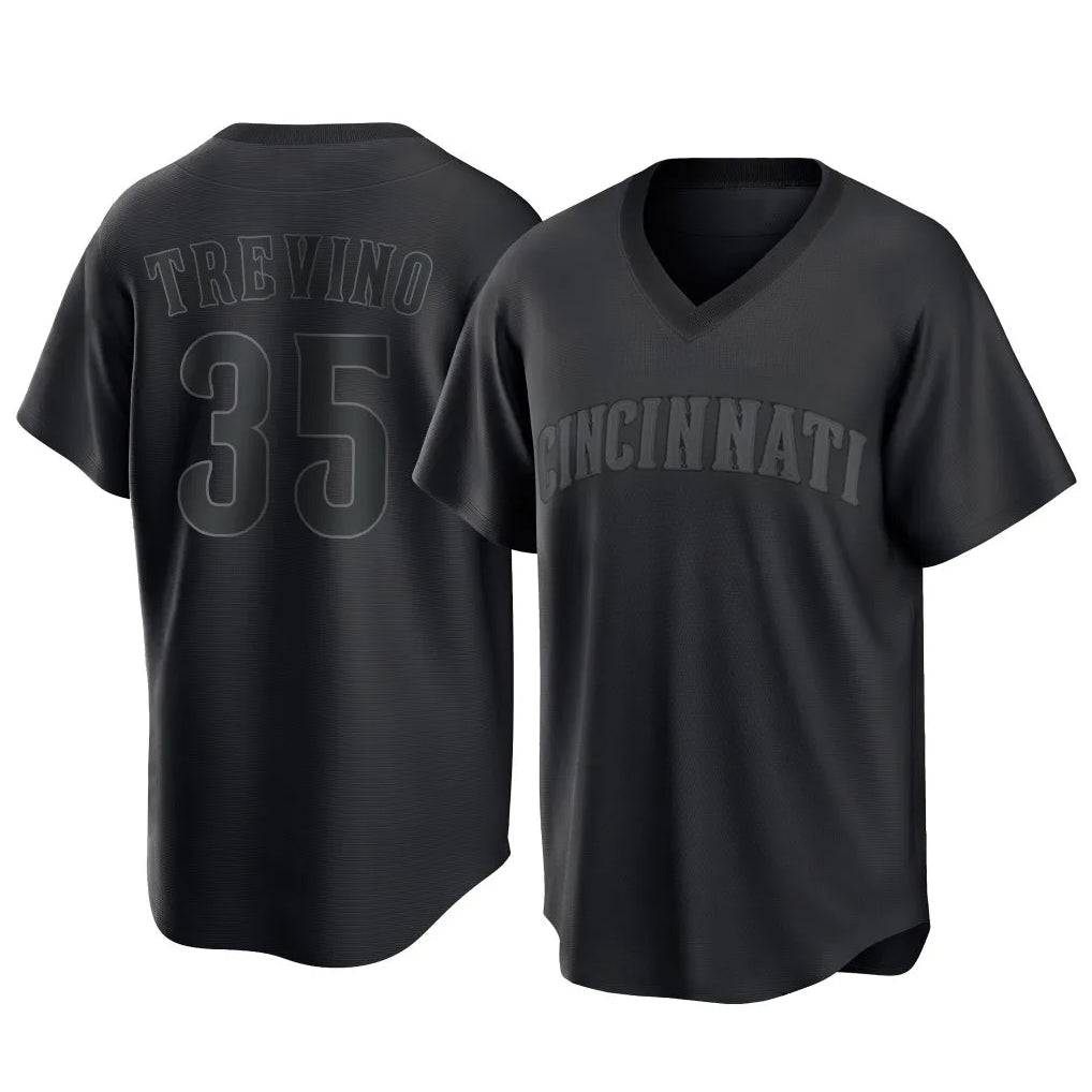 Cincinnati Reds #35 Jose Trevino Player Black HOLBERT T-shirt Game Home Stitched Jerseys