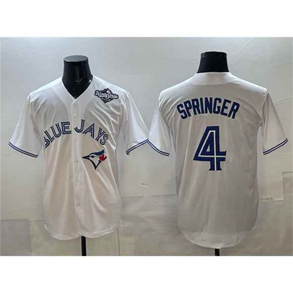 Toronto Blue Jays #4 George Springer White HOLBERT 2025 World Series Home Cool Base Stitched Jersey