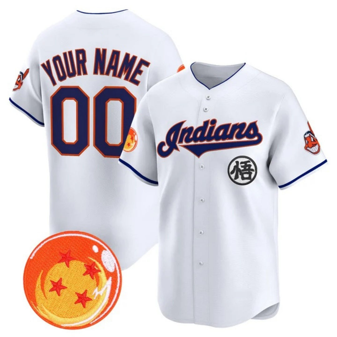 Custom Cleveland Indians x Dragon Ball White HOLBERT Vapor Premier Limited Jersey - All Stitched