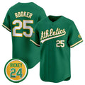 Oakland Athletics #25 Brent Rooker Green HOLBERT 2024 Limited With Rickey Henderson Patch Stitched Jersey