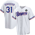Texas Rangers #31 Max Scherzer 2023 White HOLBERT World Series Stitched Jersey