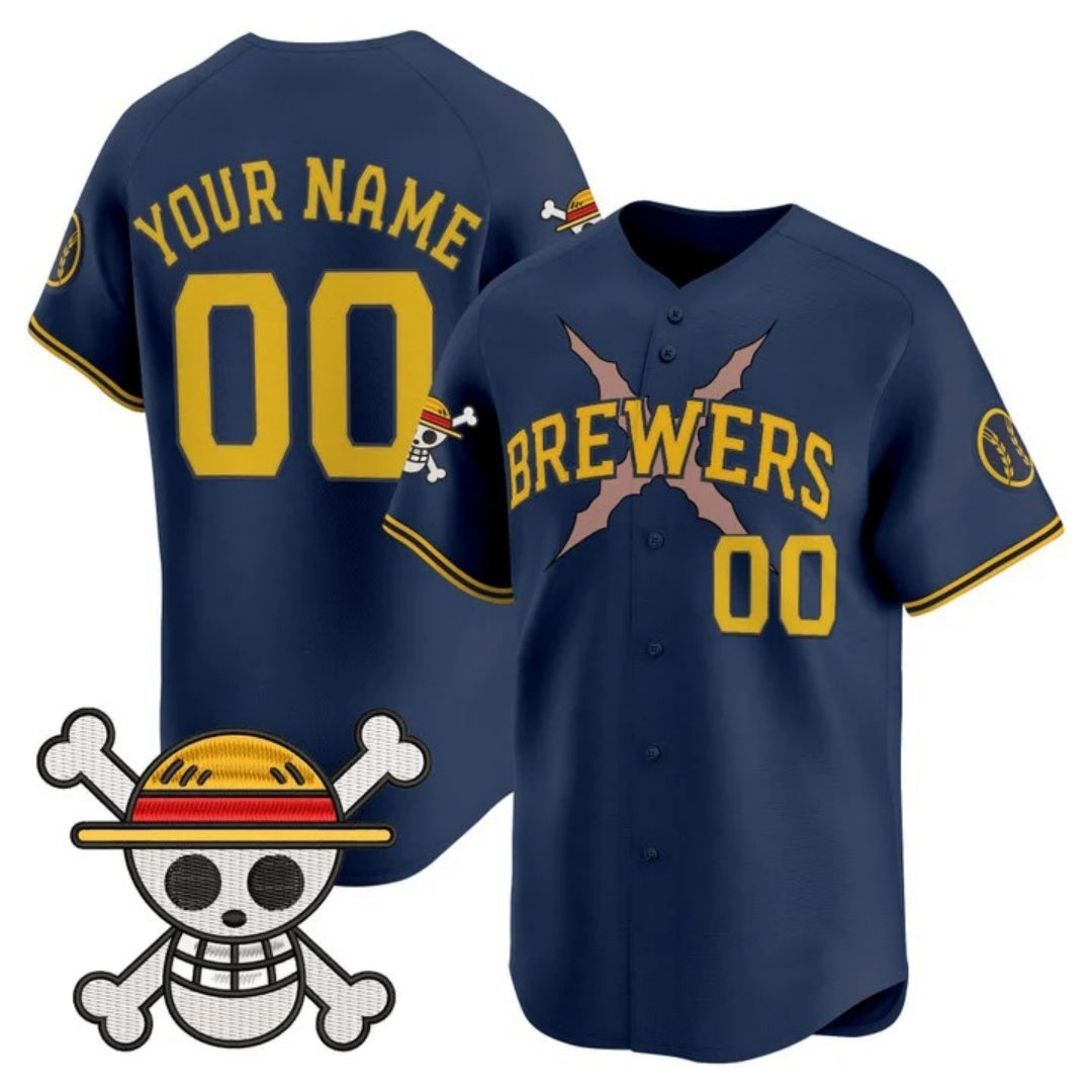 Custom Milwaukee Brewers x One Piece Navy HOLBERT Vapor Premier Limited Jersey - Stitched