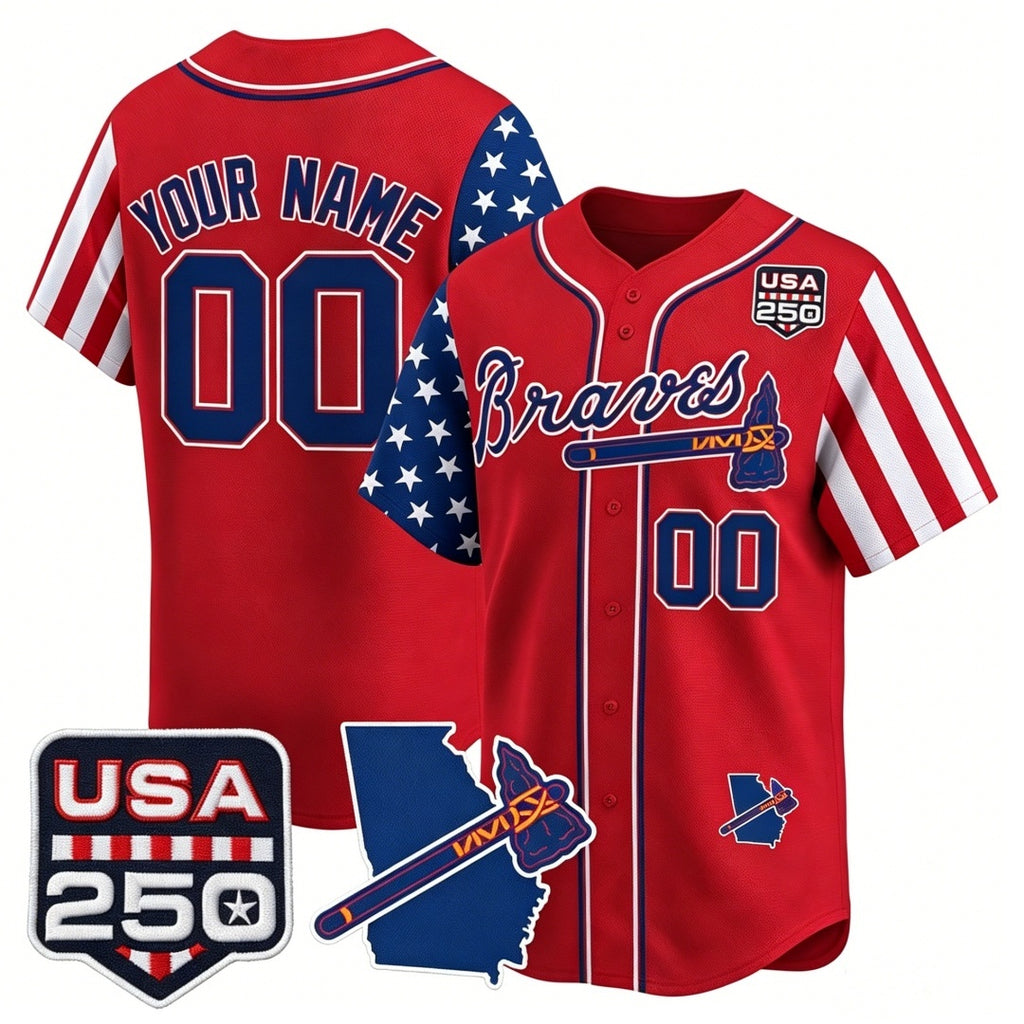 Custom Atlanta Braves America 250 Edition Vapor Premier Limited Red HOLBERT Stitched Jerseys