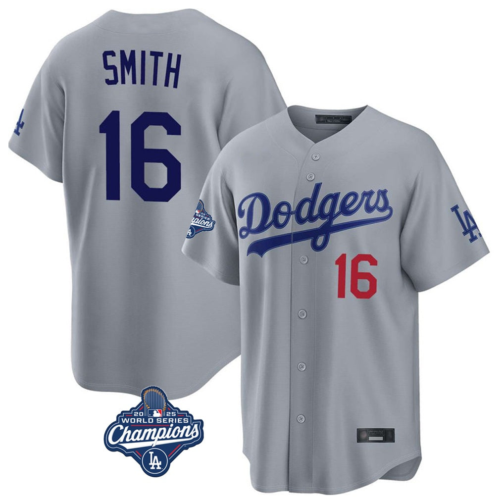 Los Angeles Dodgers #16 Will Smith Player Gray HOLBERT World Series Meet Game Home Stitched Jerseys