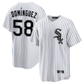 Chicago White Sox #58 Seranthony Dominguez Player White HOLBERT Stripe Home Game Stitched Jerseys