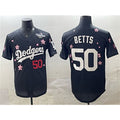 Los Angeles Dodgers #50 Mookie Betts Black HOLBERT 2025 World Series Patch Tokyo Series Limited Stitched Jersey