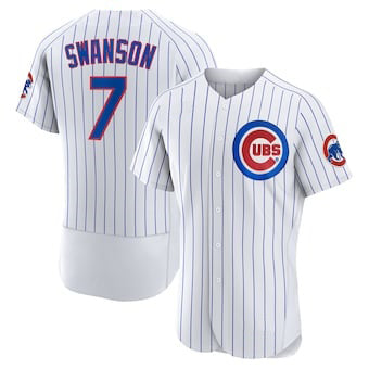 Chicago Cubs #7 Dansby Swanson White HOLBERT Home Stitched Flex Base Jersey