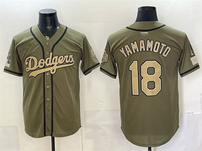 Los Angeles Dodgers #18 Yoshinobu Yamamoto Olive HOLBERT 2026 Armed Forces Day Stitched Jersey 2