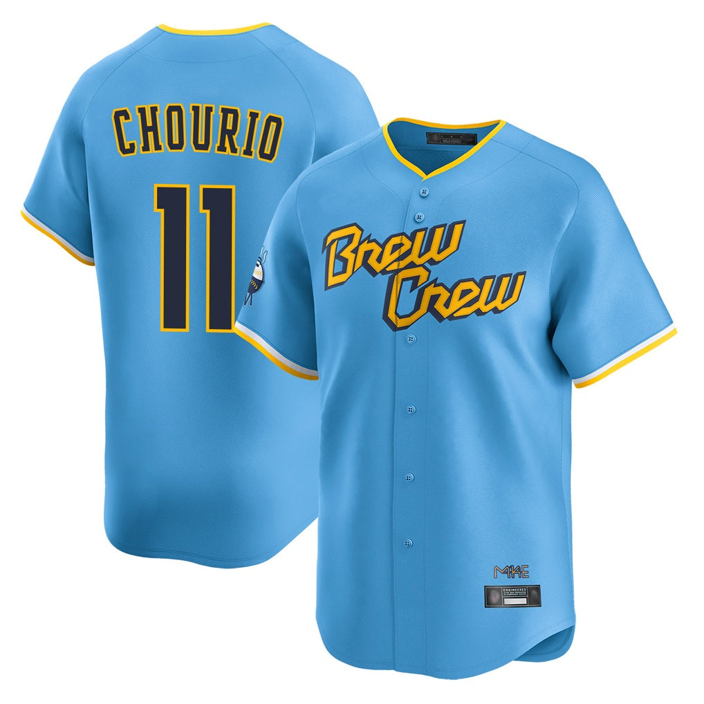 Milwaukee Brewers #11 Jackson Chourio Player Light Blue HOLBERT City Connect Home Limited Stitched Jerseys