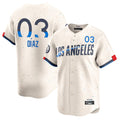 Los Angeles Dodgers #3 Edwin D¨ªaz Player Cream HOLBERT City Connect Limited Home Stitched Jerseys