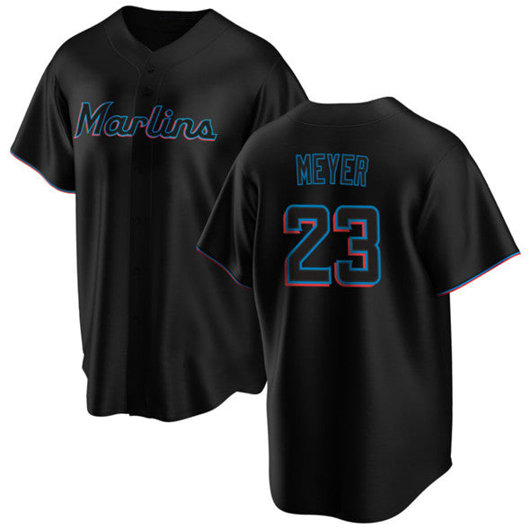 Miami Marlins #23 Max Meyer Black HOLBERT Cool Base Stitched Jersey
