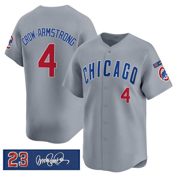 Chicago Cubs #4 Pete Crow-Armstrong Gray HOLBERT 'Ryne Sandberg Tribute' Vapor Limited V3 Stitched Jersey
