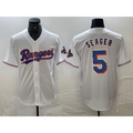 Texas Rangers #5 Corey Seager White HOLBERT 2023 World Series Champions Cool Base Jersey