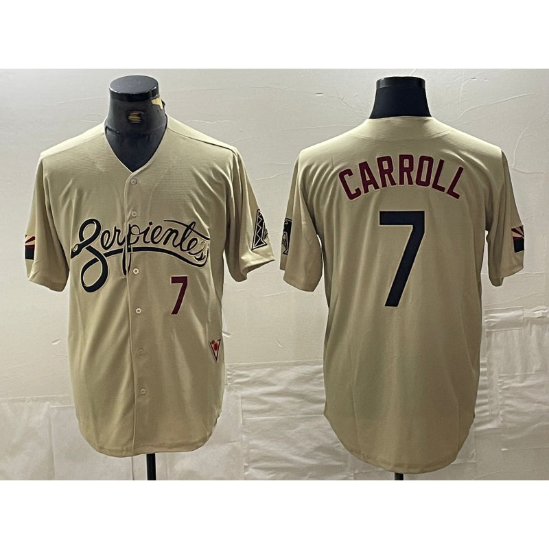 Arizona Diamondbacks #7 Corbin Carroll Number 2021 Gold HOLBERT City Connect Cool Base Stitched Jerseys