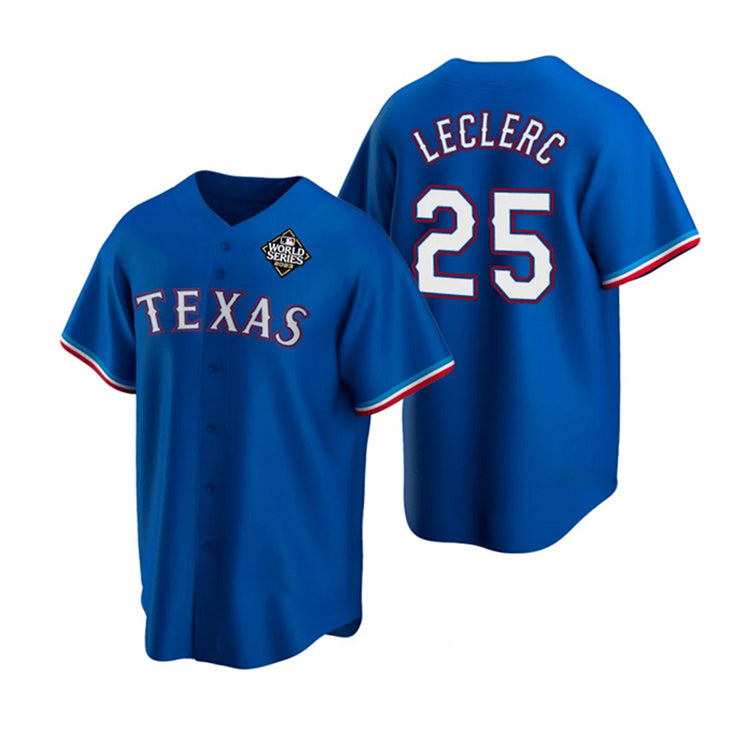 Texas Rangers #25 Jos¨¦ Leclerc Royal HOLBERT 2023 World Series Stitched Jersey