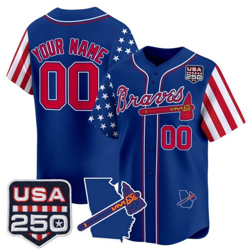 Custom Atlanta Braves America 250 Edition Vapor Premier Limited Royal HOLBERT Stitched Jerseys