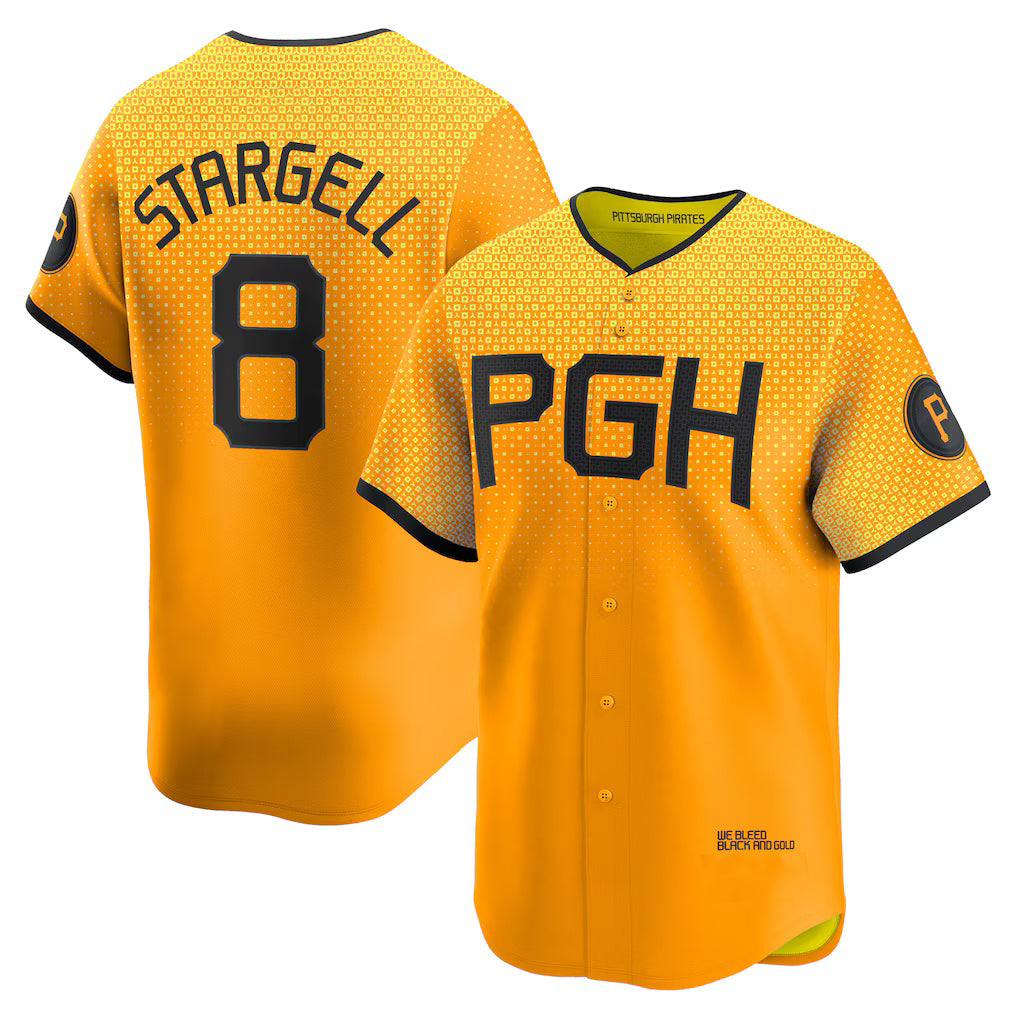 Pittsburgh Pirates #8 Willie Stargell Gold HOLBERT City Connect Limited Player Jersey