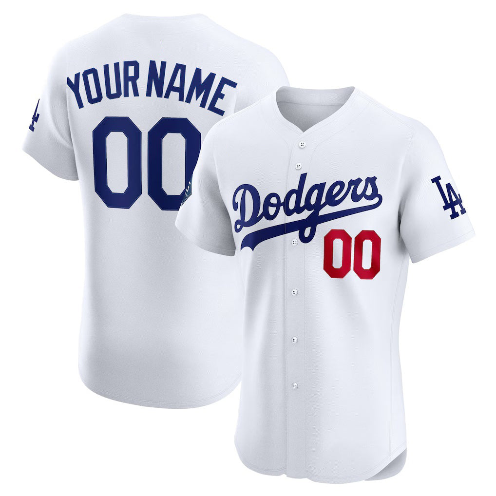 Custom Los Angeles Dodgers White HOLBERT Home Elite Sponsor Patch Jersey