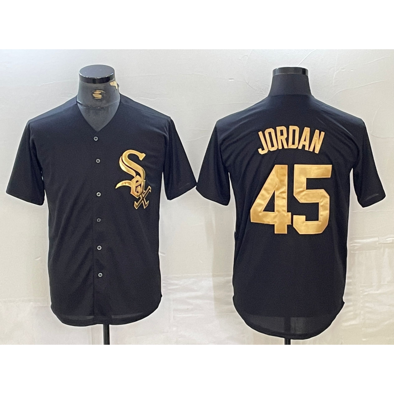 Chicago White Sox #45 Michael Jordan Black Gold HOLBERT Cool Base Stitched Jersey