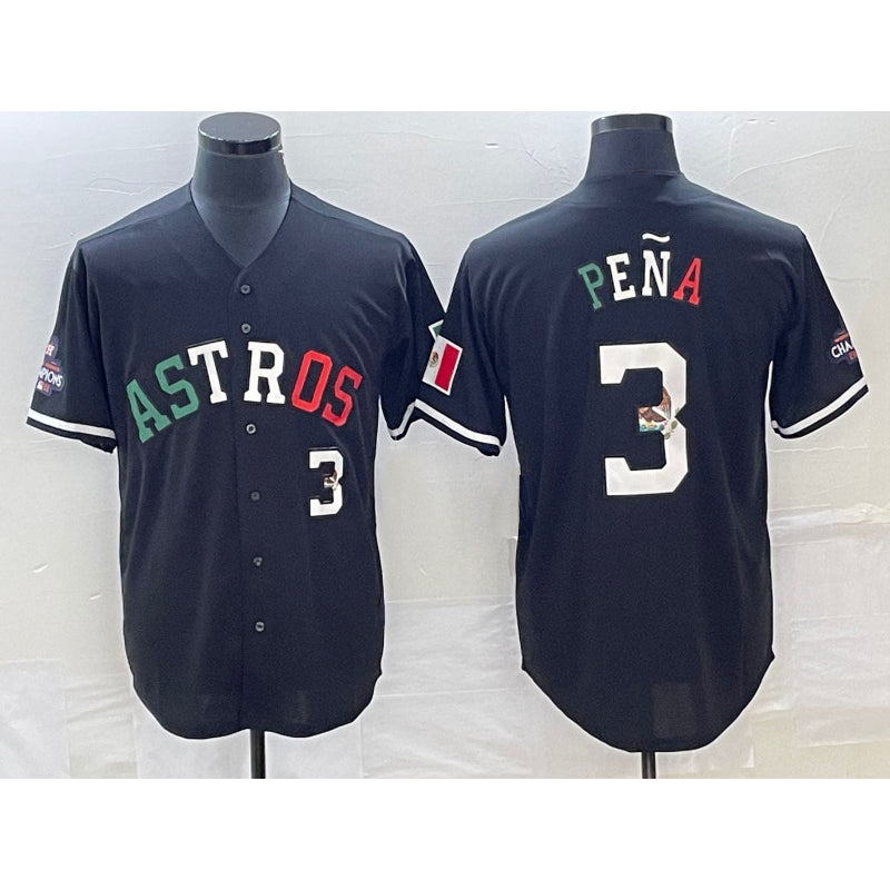 Houston Astros #3 Jeremy Pena Number Mexico Black HOLBERT Cool Base Stitched Jersey