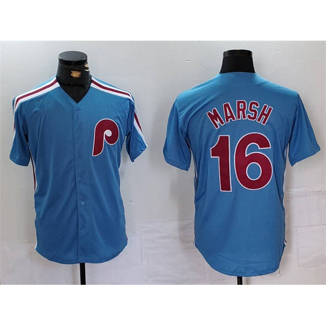 Philadelphia Phillies #16 Brandon Marsh Blue HOLBERT Cool Base Stitched Jersey