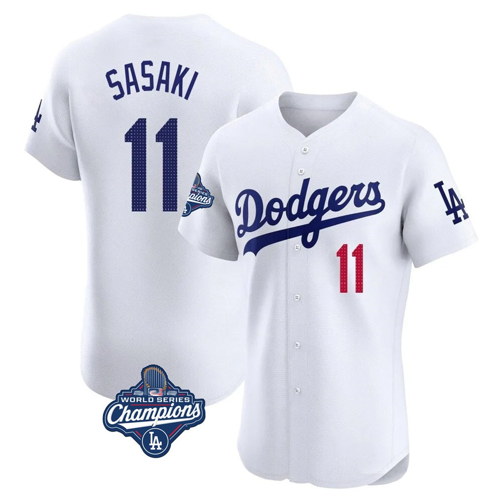 Los Angeles Dodgers #11 Roki Sasaki Player White HOLBERT World Series Meet Limited Elite Home Stitched Jerseys