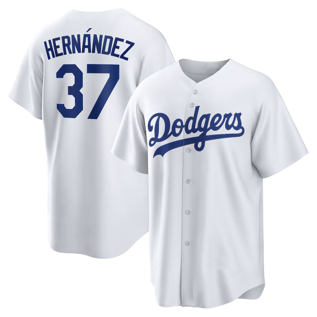 Los Angeles Dodgers #37 Teoscar Hernandez White HOLBERT Home Replica Jersey