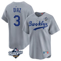 Los Angeles Dodgers #3 Edwin D¨ªaz Player Gray HOLBERT World Series Game Limited Home Stitched Jerseys