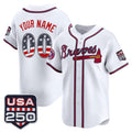 Custom Atlanta Braves White HOLBERT USA 250 Fourth of July Vapor Premier Limited Jersey ¨C All Stitched