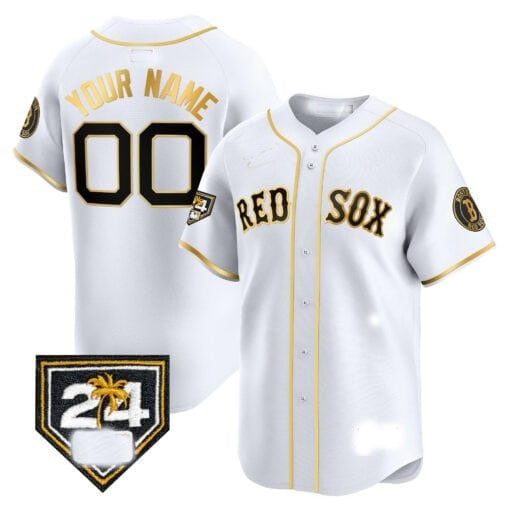 Custom Boston Red Sox 2024 Spring Training Patch Vapor Premier Limited Jersey ¨C White Gold HOLBERT