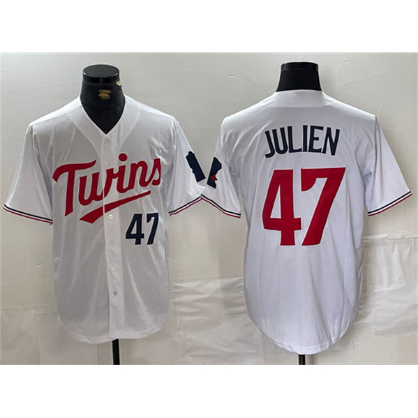 Minnesota Twins #47 Edouard Julien White HOLBERT Cool Base Stitched Jersey 1