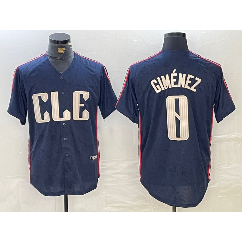 Cleveland Guardians #0 Andres Gimenez Navy HOLBERT 2024 City Connect Limited Stitched Jersey 2