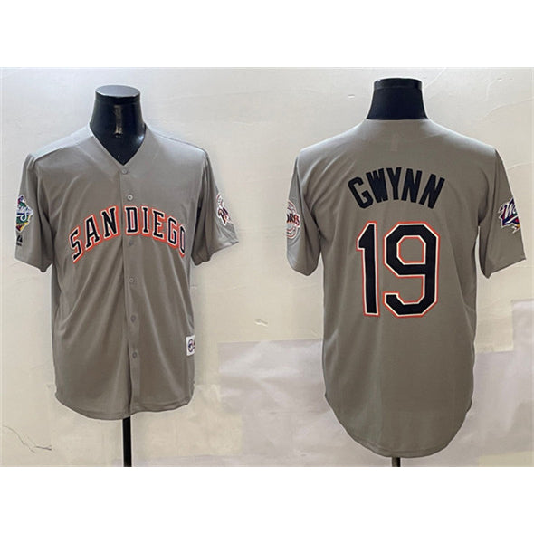 San Diego Padres #19 Tony Gwynn Gray HOLBERT With Patch Cool Base Stitched Jersey