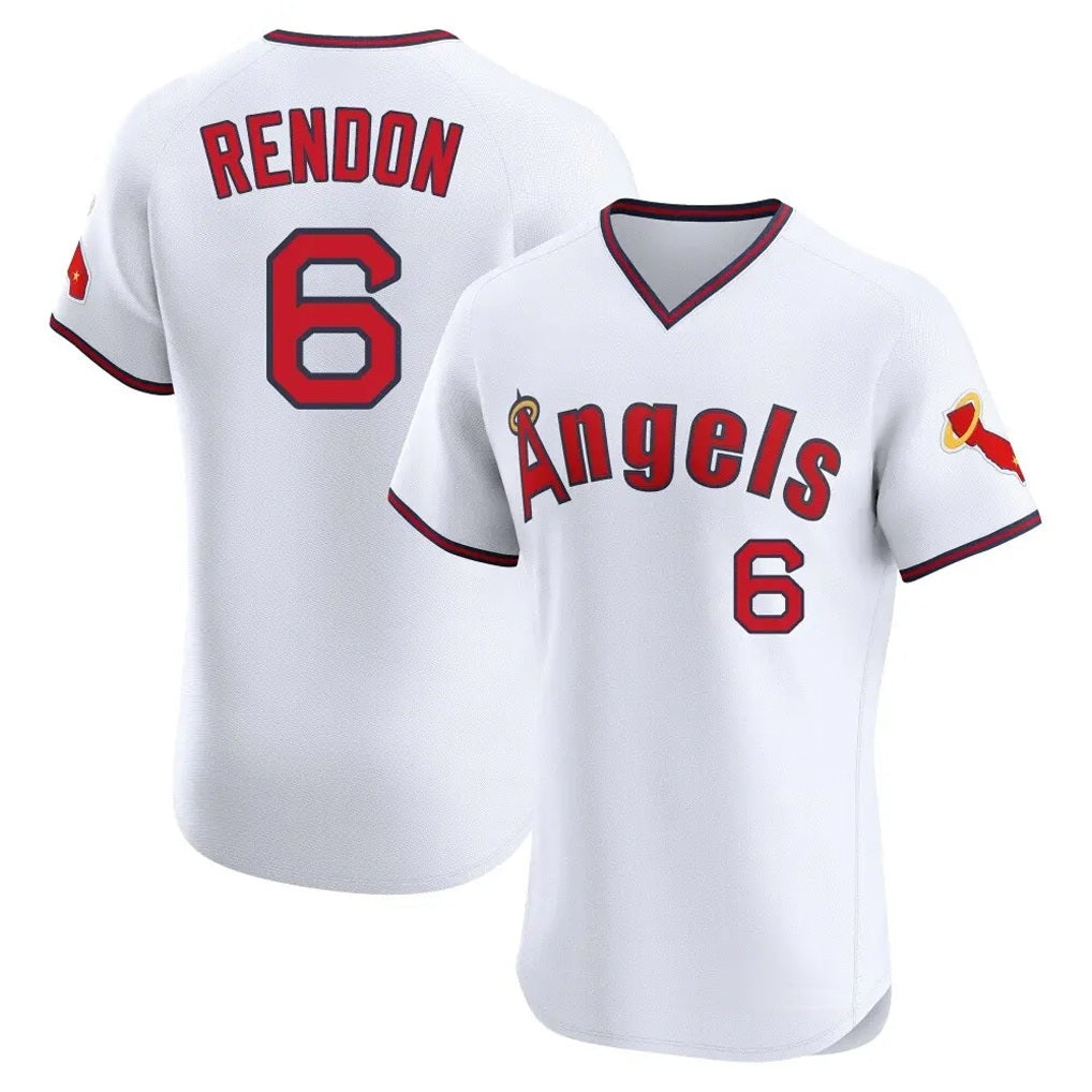 Los Angeles Angels #6 Anthony Rendon Player White HOLBERT T-shirt Home Limited Elite Stitched Jerseys