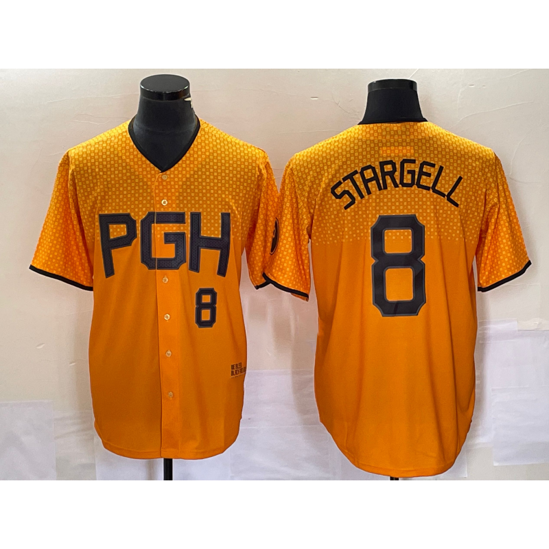 Pittsburgh Pirates #8 Willie Stargell Number Gold HOLBERT 2023 City Connect Stitched Jersey 2