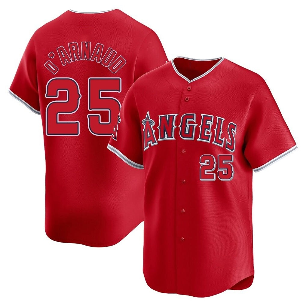 Los Angeles Angels #25 Travis d'Arnaud Player Red HOLBERT Home Limited Stitched Jerseys