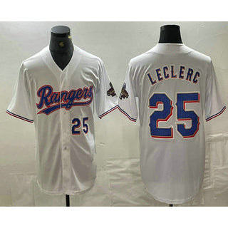 Texas Rangers #25 Jose Leclerc Number White HOLBERT 2024 Gold Collection Limited Cool Base Jerseys