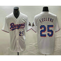 Texas Rangers #25 Jose Leclerc Number White HOLBERT 2024 Gold Collection Limited Cool Base Jerseys