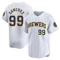 Milwaukee Brewers #99 Gary Sanchez Player White HOLBERT Stripes Home Game Stitched Jerseys