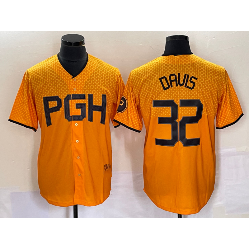 Pittsburgh Pirates #32 Henry Davis Yellow HOLBERT 2023 City Connect Stitched Jersey 2