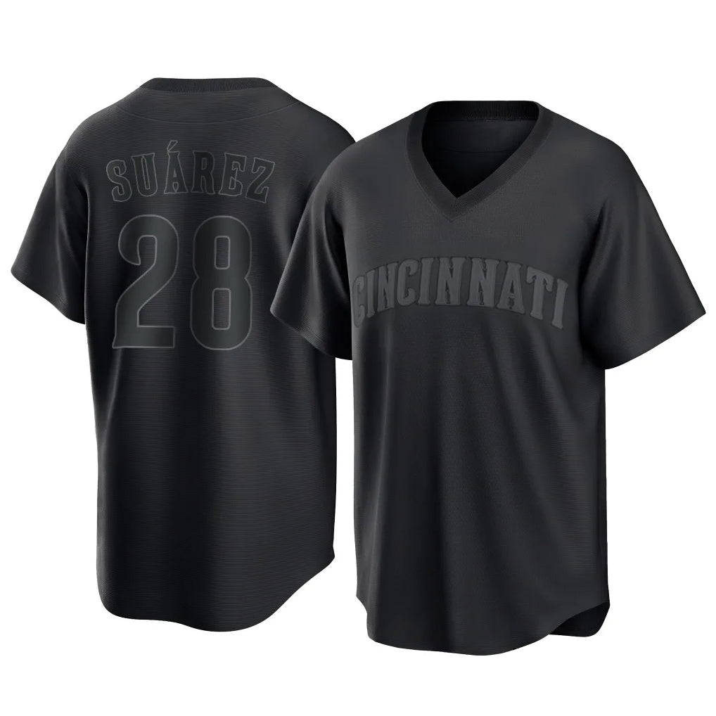 Cincinnati Reds #28 Eugenio Su¨¢rez Player Black HOLBERT T-shirt Game Home Stitched Jerseys