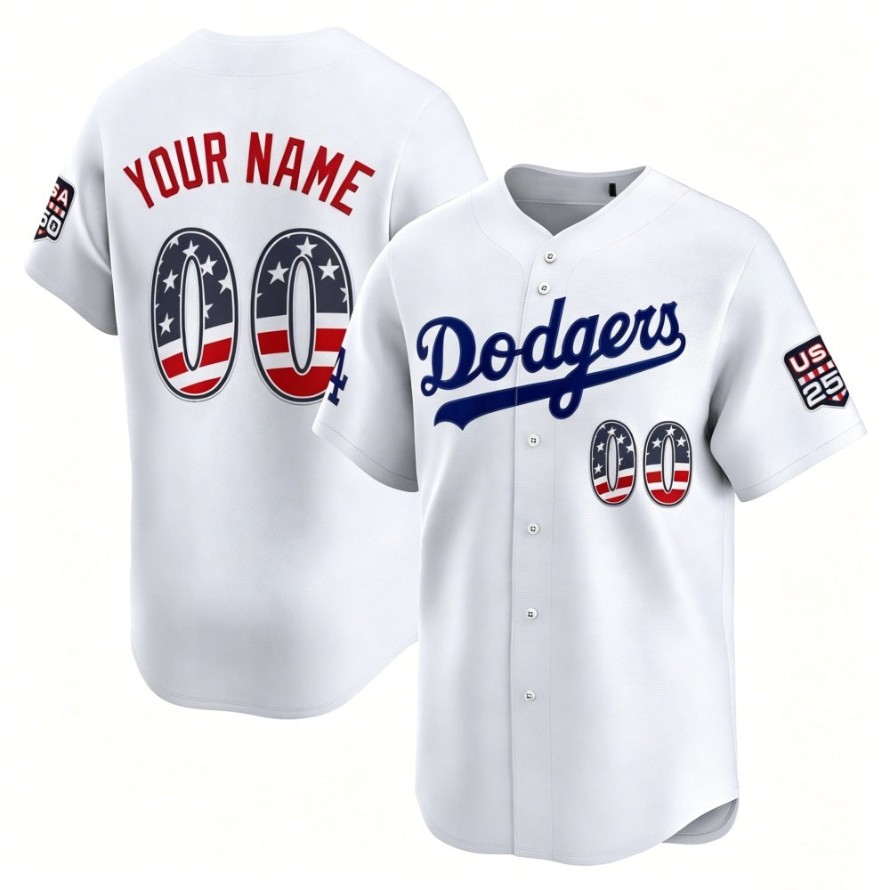 Custom Los Angeles Dodgers White HOLBERT USA 250 Fourth of July Limited Stitched Jersey