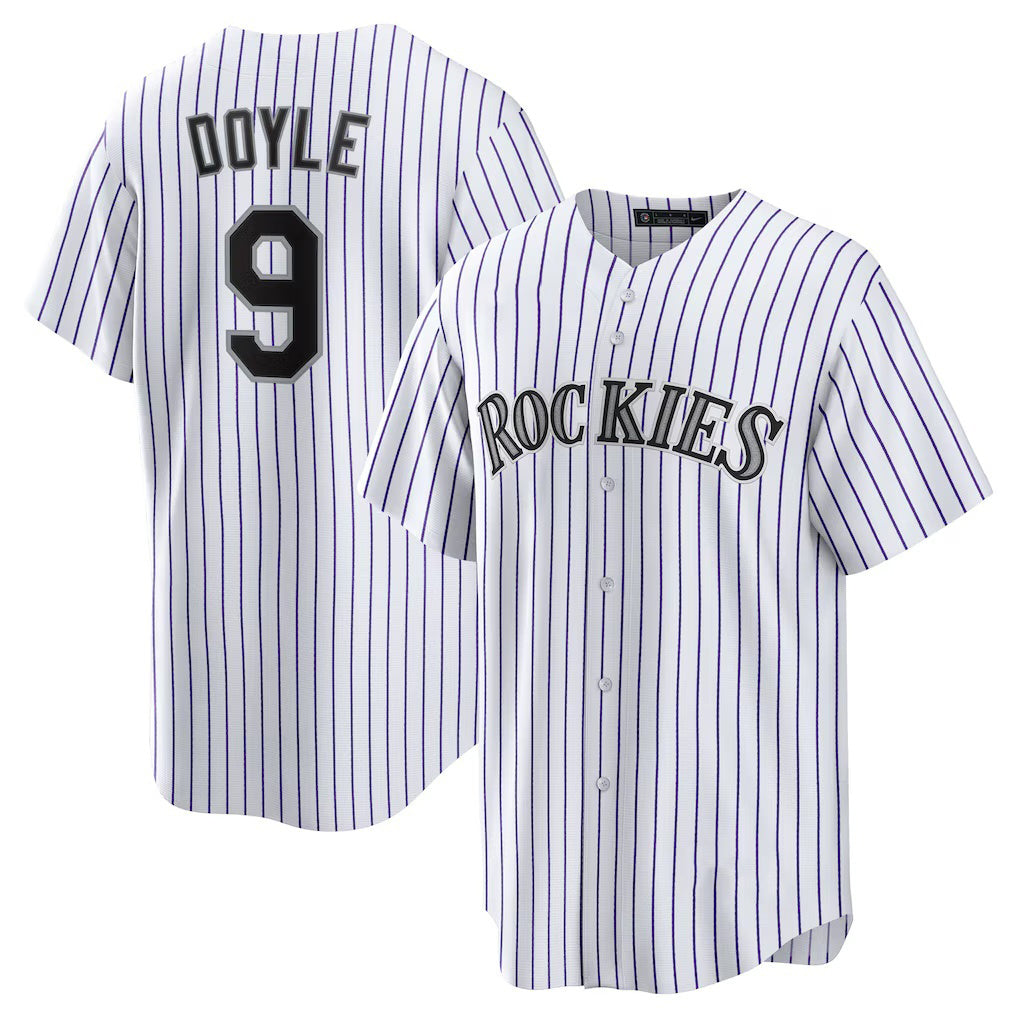 Colorado Rockies #9 Brenton Doyle White HOLBERT Home Replica Jersey
