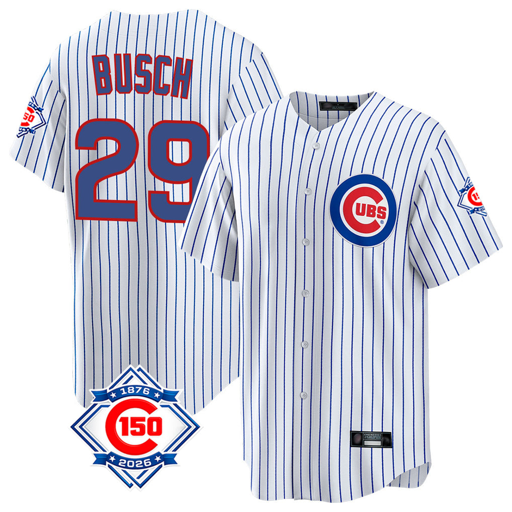 Chicago Cubs #29 Michael Busch Player White HOLBERT 150th Anniversary Home Game Stitched Jerseys